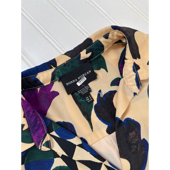 Donna Morgan Wrap Casual Mini Dress Long Sleeve Surplice Short Size 4 - Picture 4 of 7